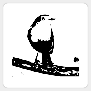 Monochrome cute bird painting Sticker